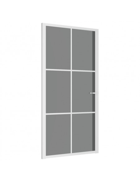 Porta Interna 102,5x201,5 cm Bianca in Vetro ESG e Alluminio
