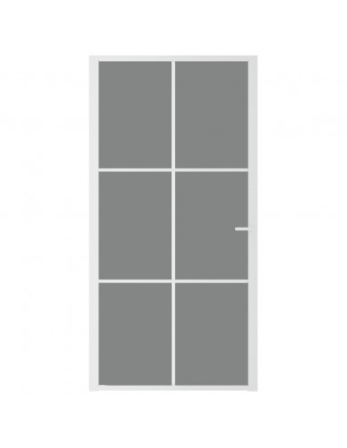 Porta Interna 102,5x201,5 cm Bianca in Vetro ESG e Alluminio