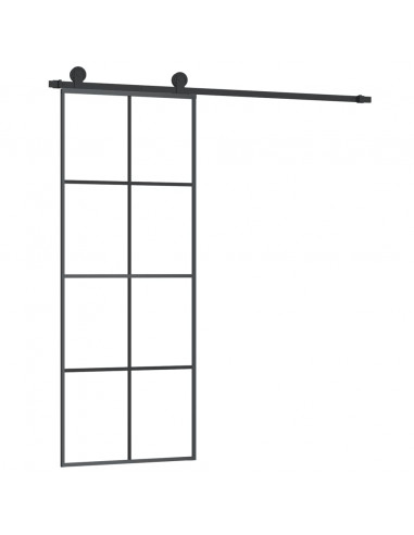 Porta Scorrevole con Ferramenta 76x205cm Vetro ESG Alluminio