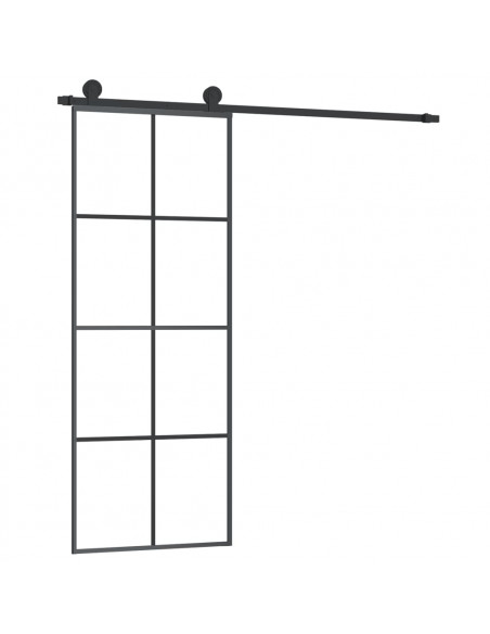 Porta Scorrevole con Ferramenta 76x205cm Vetro ESG Alluminio
