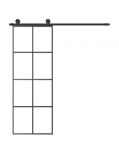 Porta Scorrevole con Ferramenta 76x205cm Vetro ESG Alluminio