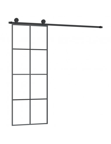 Porta Scorrevole con Ferramenta 76x205cm Vetro ESG Alluminio