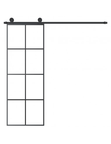 Porta Scorrevole con Ferramenta 76x205cm Vetro ESG Alluminio