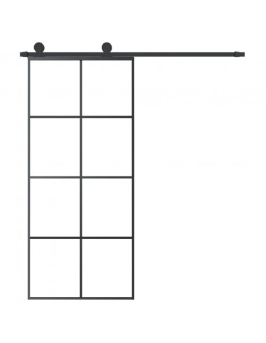 Porta Scorrevole con Ferramenta 90x205cm Vetro ESG Alluminio