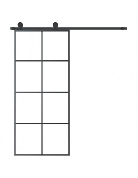 Porta Scorrevole con Ferramenta 90x205cm Vetro ESG Alluminio