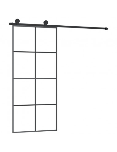 Porta Scorrevole con Ferramenta 90x205cm Vetro ESG Alluminio