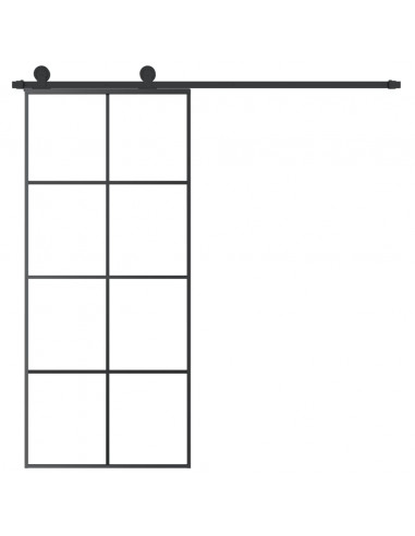 Porta Scorrevole con Ferramenta 90x205cm Vetro ESG Alluminio