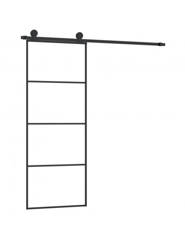 Porta Scorrevole con Ferramenta 76x205cm Vetro ESG Alluminio