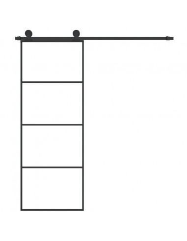 Porta Scorrevole con Ferramenta 76x205cm Vetro ESG Alluminio