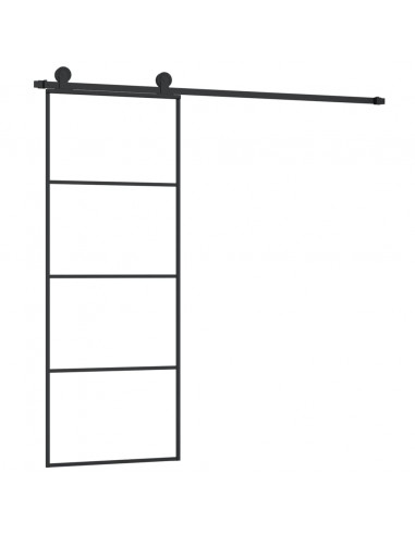 Porta Scorrevole con Ferramenta 76x205cm Vetro ESG Alluminio