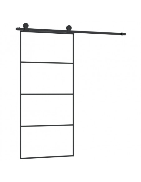 Porta Scorrevole con Ferramenta 90x205cm Vetro ESG Alluminio