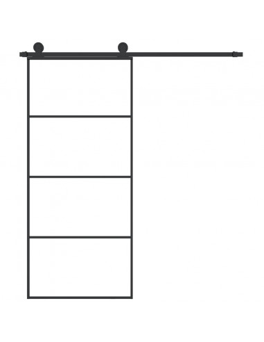 Porta Scorrevole con Ferramenta 90x205cm Vetro ESG Alluminio