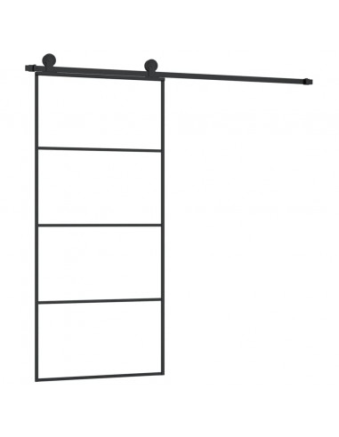 Porta Scorrevole con Ferramenta 90x205cm Vetro ESG Alluminio