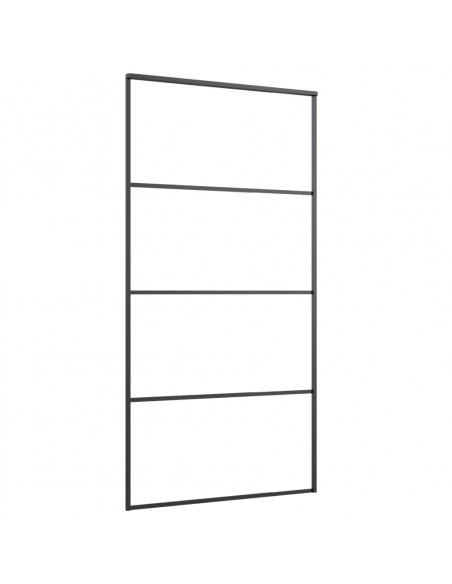 Porta Scorrevole in Vetro ESG e Alluminio 102,5x205 cm Nera