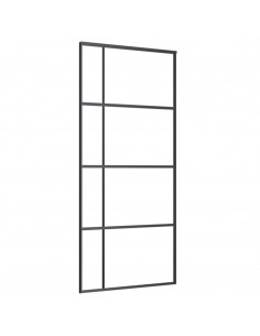 Porta Scorrevole in Vetro ESG e Alluminio 90x205 cm Nera 2