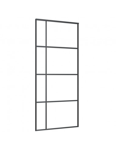 Porta Scorrevole in Vetro ESG e Alluminio 90x205 cm Nera