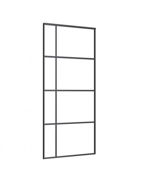 Porta Scorrevole in Vetro ESG e Alluminio 90x205 cm Nera