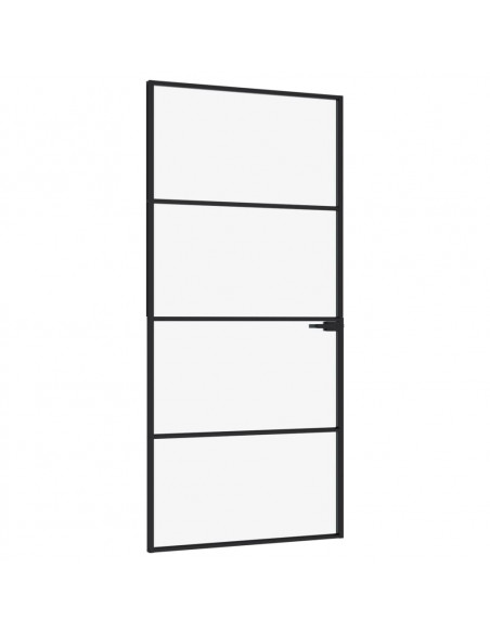Porta Interna Nera 93x201,5cm Vetro Temperato Alluminio Sottile