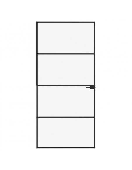 Porta Interna Nera 93x201,5cm Vetro Temperato Alluminio Sottile