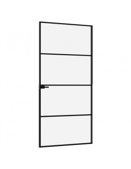 Porta Interna Nera 93x201,5cm Vetro Temperato Alluminio Sottile