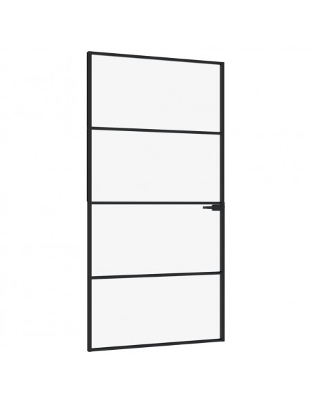 Porta Interna Nera 102x201,5 Vetro Temperato Alluminio Sottile