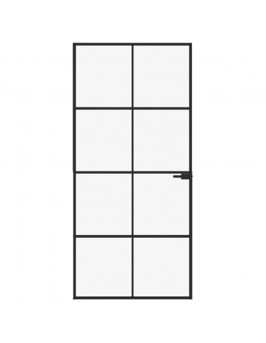 Porta Interna Nera 93x201,5cm Vetro Temperato Alluminio Sottile
