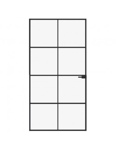 Porta Interna Nera 102x201,5 Vetro Temperato Alluminio Sottile