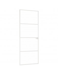 Porta Interna Bianca 76x201,5 cm Vetro Temperato Alluminio Slim 2