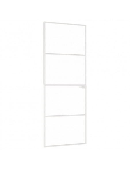 Porta Interna Bianca 76x201,5 cm Vetro Temperato Alluminio Slim