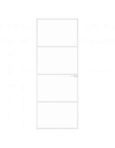 Porta Interna Bianca 76x201,5 cm Vetro Temperato Alluminio Slim