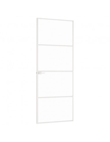 Porta Interna Bianca 76x201,5 cm Vetro Temperato Alluminio Slim