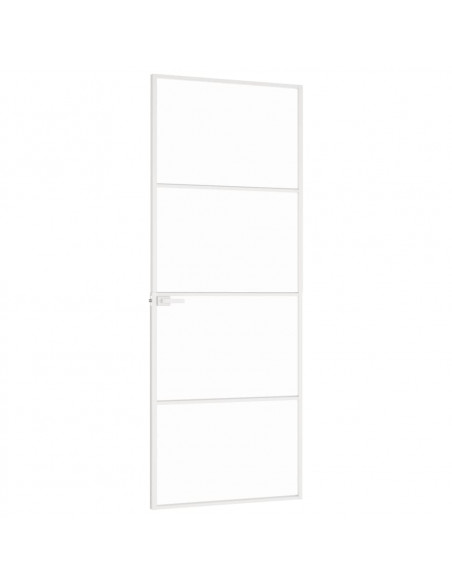 Porta Interna Bianca 76x201,5 cm Vetro Temperato Alluminio Slim