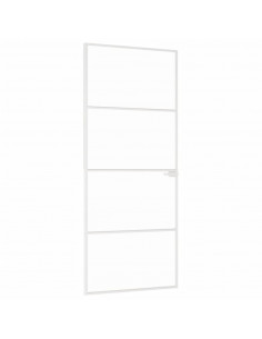 Porta Interna Bianca 83x201,5 cm Vetro Temperato Alluminio Slim 2
