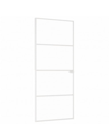Porta Interna Bianca 83x201,5 cm Vetro Temperato Alluminio Slim