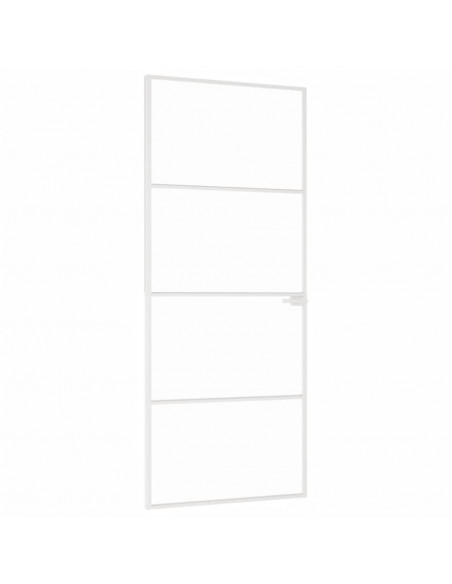 Porta Interna Bianca 83x201,5 cm Vetro Temperato Alluminio Slim