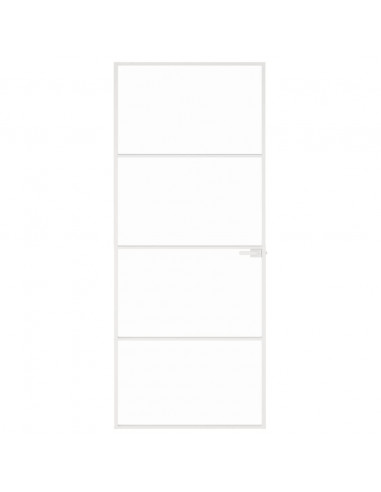 Porta Interna Bianca 83x201,5 cm Vetro Temperato Alluminio Slim