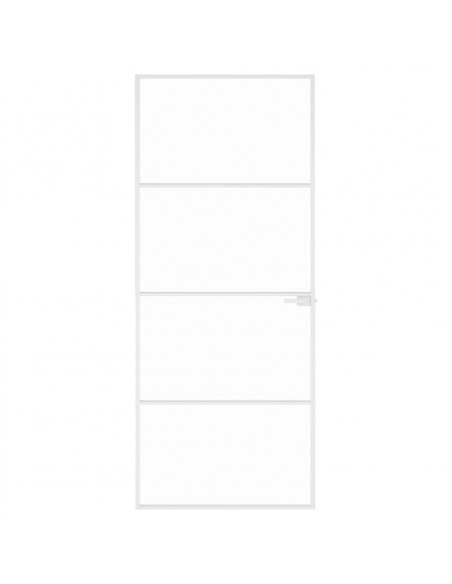 Porta Interna Bianca 83x201,5 cm Vetro Temperato Alluminio Slim