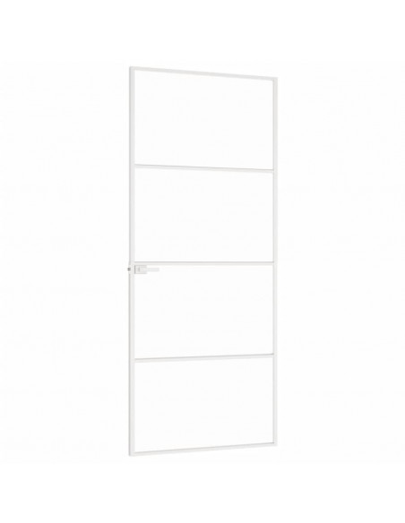 Porta Interna Bianca 83x201,5 cm Vetro Temperato Alluminio Slim