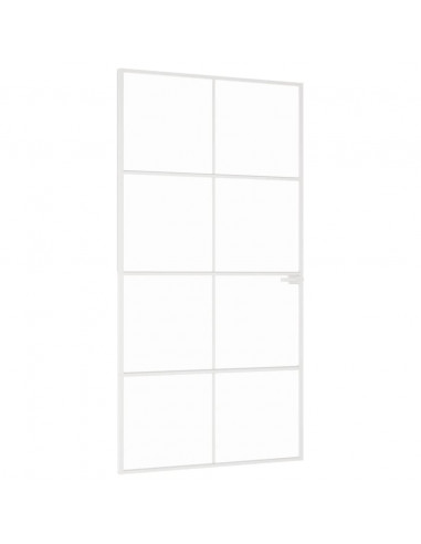 Porta Interna Bianca 102x201,5cm Vetro Temperato Alluminio Slim