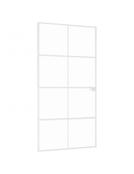 Porta Interna Bianca 102x201,5cm Vetro Temperato Alluminio Slim