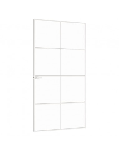 Porta Interna Bianca 102x201,5cm Vetro Temperato Alluminio Slim