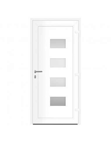 Porta Ingresso Bianca 100x210 cm in Alluminio e PVC