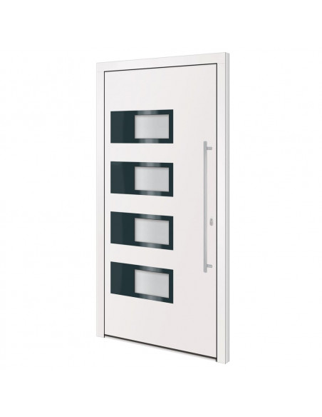 Porta Ingresso Bianca 100x200 cm in Alluminio e PVC