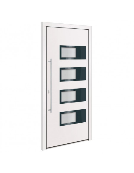Porta Ingresso Bianca 100x210 cm in Alluminio e PVC