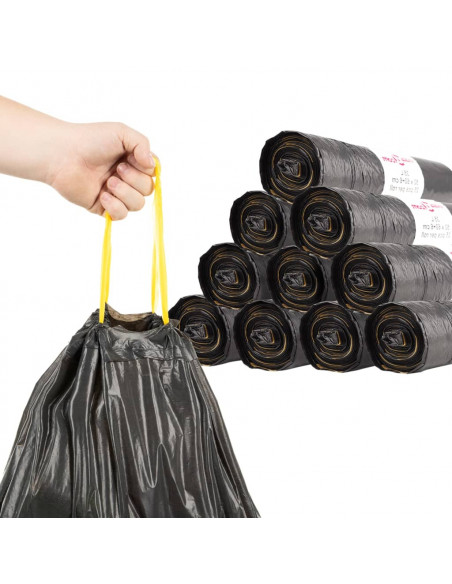 Sacchetti per Cestini con Coulisse 150 pz Neri 240 L