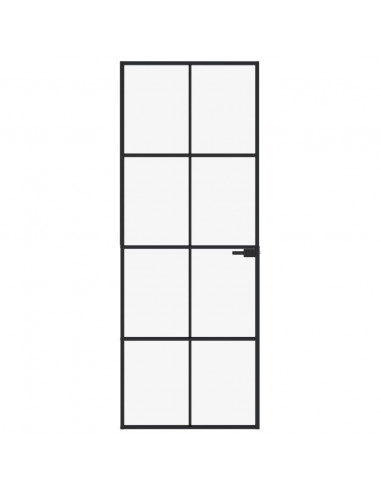 Porta Interna Nera 76x201,5cm Vetro Temperato Alluminio Sottile