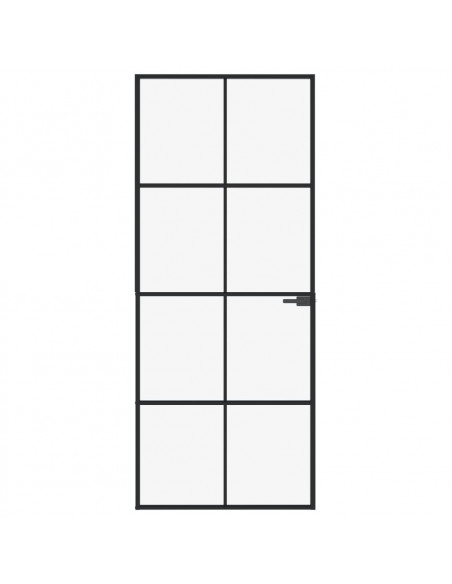 Porta Interna Nera 83x201,5cm Vetro Temperato Alluminio Sottile