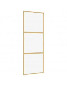 Porta Scorrevole Dorata 76x205 Vetro Trasparente ESG Alluminio 2