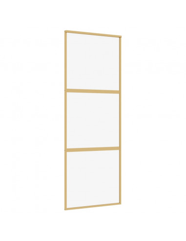 Porta Scorrevole Dorata 76x205 Vetro Trasparente ESG Alluminio