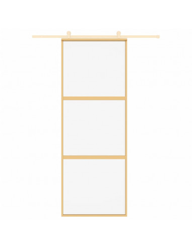 Porta Scorrevole Dorata 76x205 Vetro Trasparente ESG Alluminio